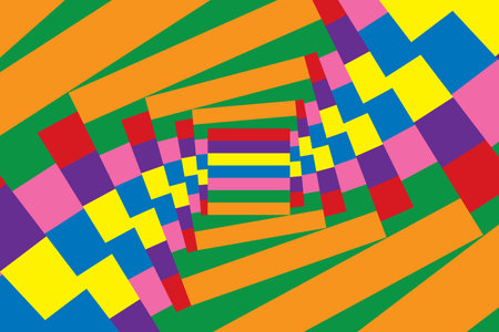 Abstract colorful background, blue, red, yellow, green, pink, purple and orange, geometric round shape pattern. Vector illustration.のイラスト素材