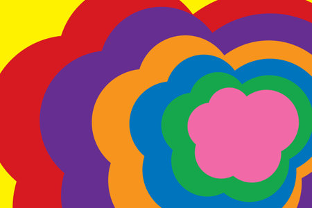 Abstract colorful background, blue, red, yellow, green, pink, purple and orange, geometric round shape pattern. Vector illustration.のイラスト素材