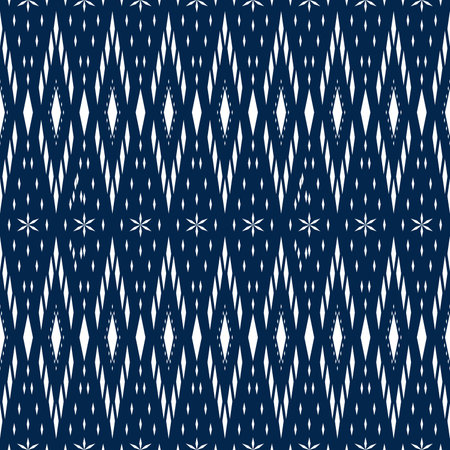 Seamless pattern with white rhombus arranged in a beautiful pattern on a blue background Used for fabric, paper or wallpaper. Vector illustration.のイラスト素材