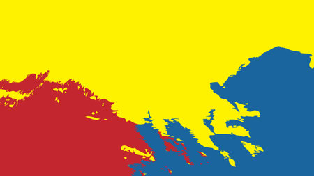 Primary colors background, blue, red, and yellow.Modern design colorful art with paint brush style. Vector illustration.のイラスト素材