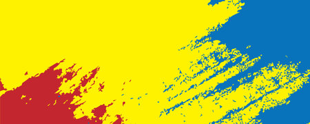 Primary colors background, blue, red, and yellow.Modern design colorful art with paint brush style. Vector illustration.のイラスト素材