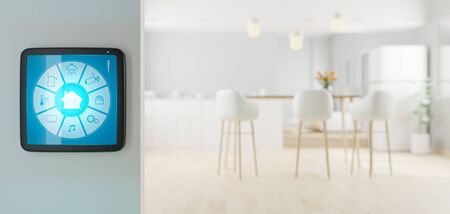 Smart home or building, Home automation or domotics, A part of the internet of things (IoT) - 3D Renderingの写真素材