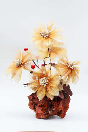 handmade artificial tree on white backgroundの写真素材