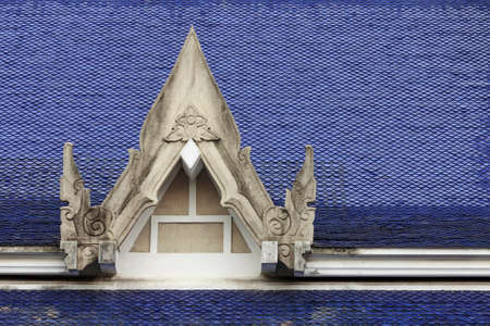Old blue gable roof Thai patternのeditorial素材