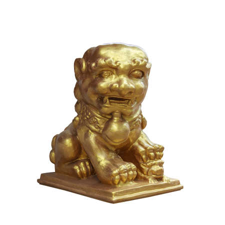 golden   lion Chinese  on isolate background and clipping path.の写真素材