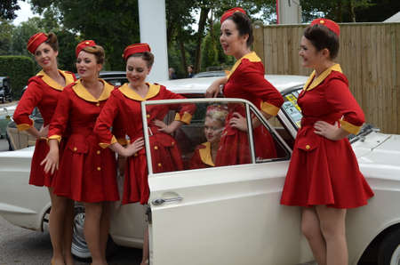 Glamorous girls at the Goodwood Revival in September 2014. のeditorial素材