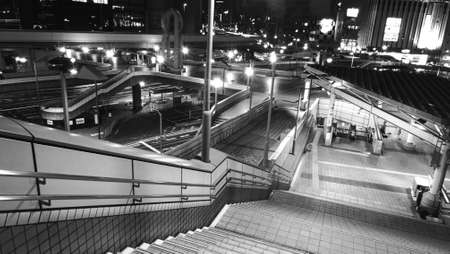 Ueno Station Sky Walkway at Nightのeditorial素材