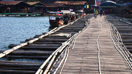 Boat and Bamboo Floating Bridgeのeditorial素材