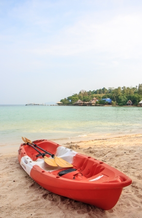 kayak on beachの写真素材