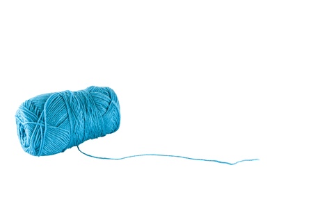 Blue ball of yarn isolateの写真素材