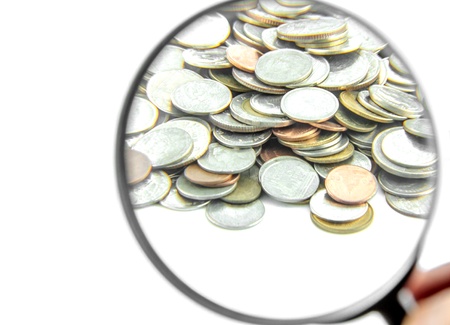 zoom zoom coins with Glassの写真素材