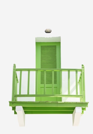 Blue colonial door on a wallの写真素材