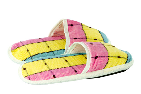 Colorful slippers isolate on white backgroundの写真素材