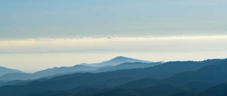 scene with mountain at Majonlung Chiangmai,Thailandの写真素材
