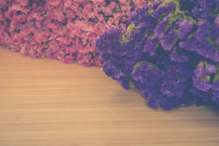 statice flowers on wooden,Vintage toneの写真素材