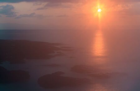 Sea in sunset time for background with soft focusの写真素材