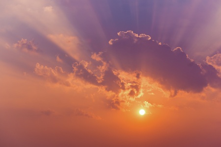 Colorful Sun Sky Cloudsの写真素材