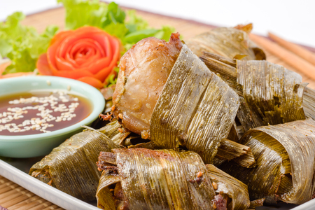 chicken fried Pandanus is delicious at restaurant in asiaの写真素材