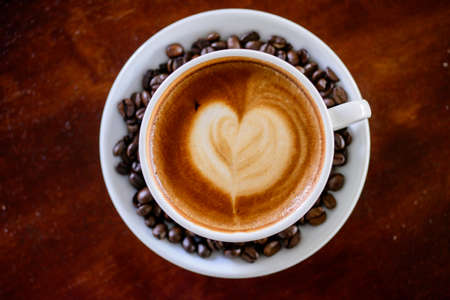 Mocha coffee with hot milkの写真素材