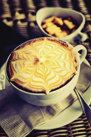Coffee Mocha hot with delicious assorted accessories.の写真素材