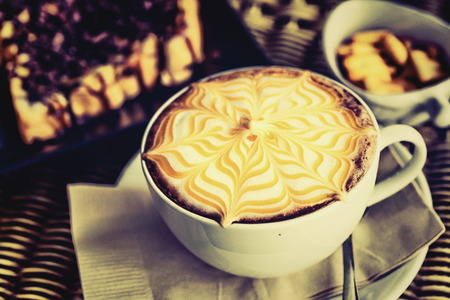 Coffee Mocha hot with delicious assorted accessories.の写真素材