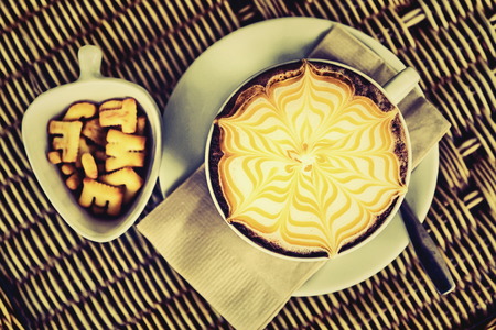 Coffee Mocha hot with delicious assorted accessories.の写真素材
