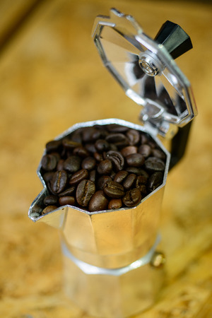 Equipment used in the coffee and coffee beans.の写真素材