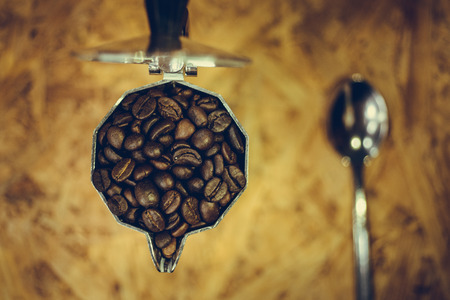 Equipment used in the coffee and coffee beans.の写真素材