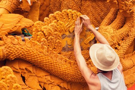 Candle pattern carved into literature in the rainy season.の写真素材