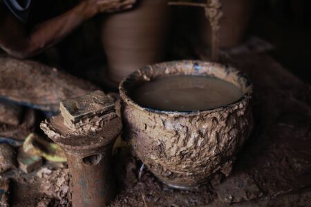 earthenware artistic Forming,moldingto make pottery.の写真素材