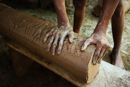 earthenware artistic Forming,moldingto make pottery.の写真素材