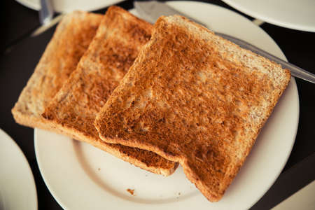 toast, jam set. Served with Appetizing breakfastの写真素材