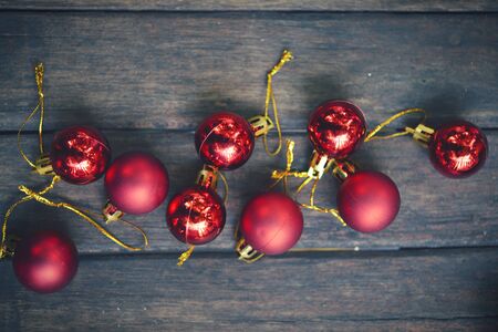 Christmas xmas vintage decoration on the wooden backgroundの写真素材