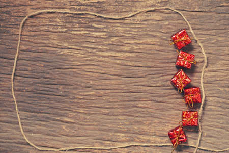 Christmas xmas vintage decoration on the wooden backgroundの写真素材