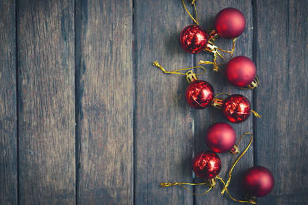 Christmas xmas vintage decoration on the wooden backgroundの写真素材