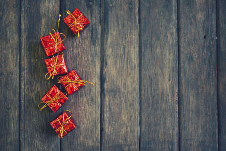 Christmas xmas vintage decoration on the wooden backgroundの写真素材