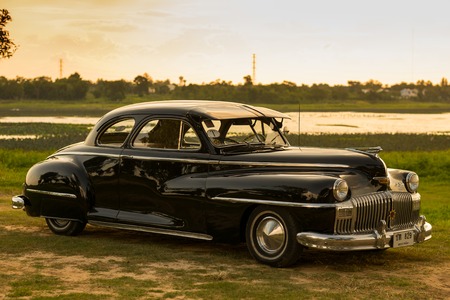 Nakhon Ratchasima, THAILAND - JUNE 13 : Vintage car Desoto is a rare old car in the 1948 season. on JUNE 13, 2016 in Nakhon Ratchasima Thailand. is Editorialのeditorial素材
