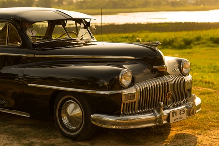 Nakhon Ratchasima, THAILAND - JUNE 13 : Vintage car Desoto is a rare old car in the 1948 season. on JUNE 13, 2016 in Nakhon Ratchasima Thailand. is Editorialのeditorial素材
