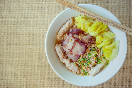 noodles with boiled pork,spicy soupの写真素材