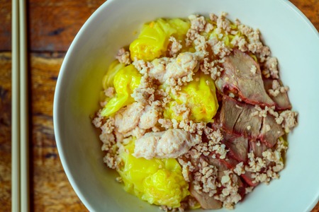 noodles with boiled pork,spicy soupの写真素材