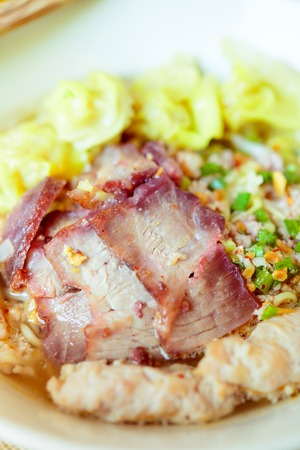 noodles with boiled pork,spicy soupの写真素材