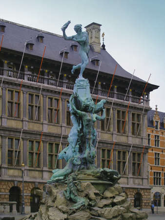 Antwerp Marketplace with famous Brabo statue and fountainのeditorial素材