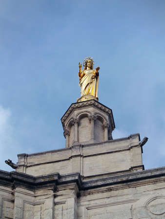 Virgin Mary protecting The Popes' Palace in Avignon, Franceのeditorial素材