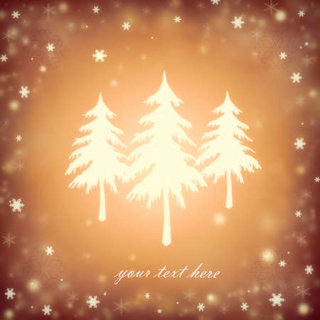 Christmas background with a fir and snowflakesのイラスト素材
