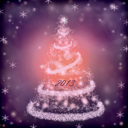Christmas background with a fir and snowflakesの写真素材