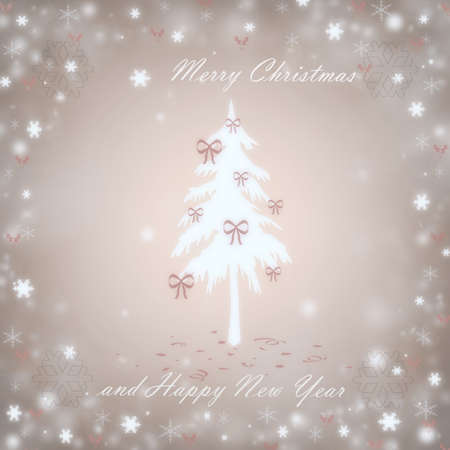 Christmas background with a fir and snowflakesの写真素材