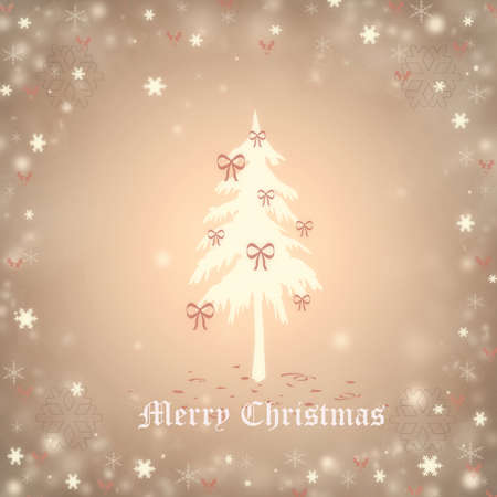 Christmas background with a fir and snowflakesの写真素材