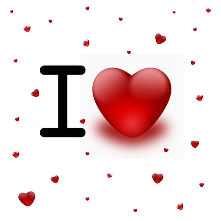 I love you with red hearts - card on valentineの写真素材