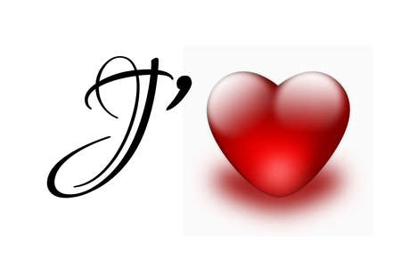 I love you with a red heartの写真素材