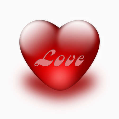 red heart isolated on whiteの写真素材